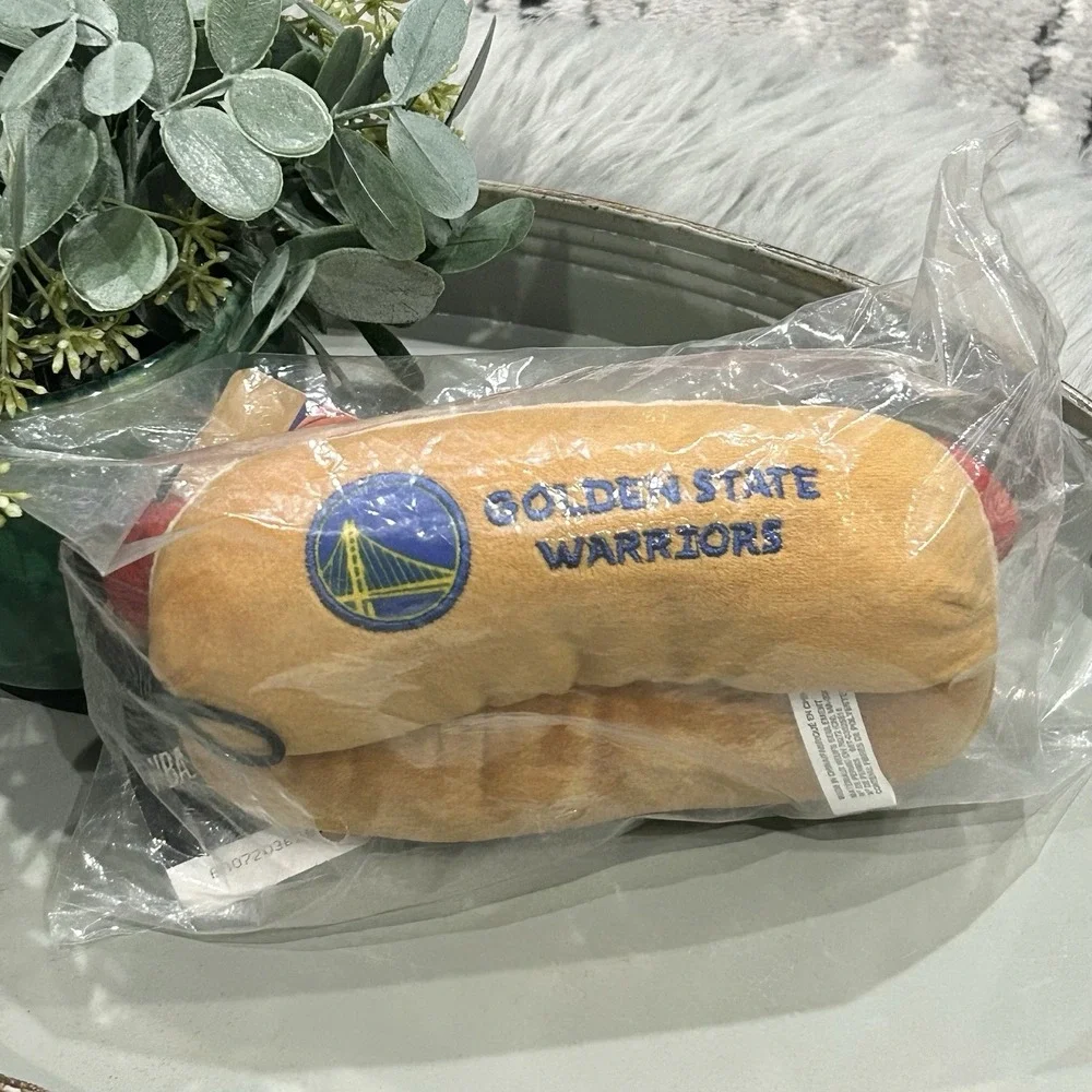Pets First NBA Hotdog Plush Toy for Dogs‎ with Squeaker - Golden State Warriors